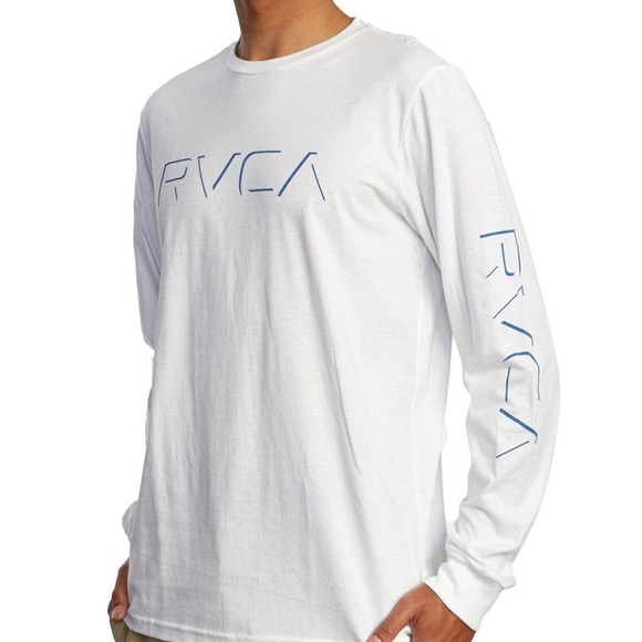 RVCA Men's Drop Shadow Long Sleeve Tee T-Shirt in White - Picture 3 of 4